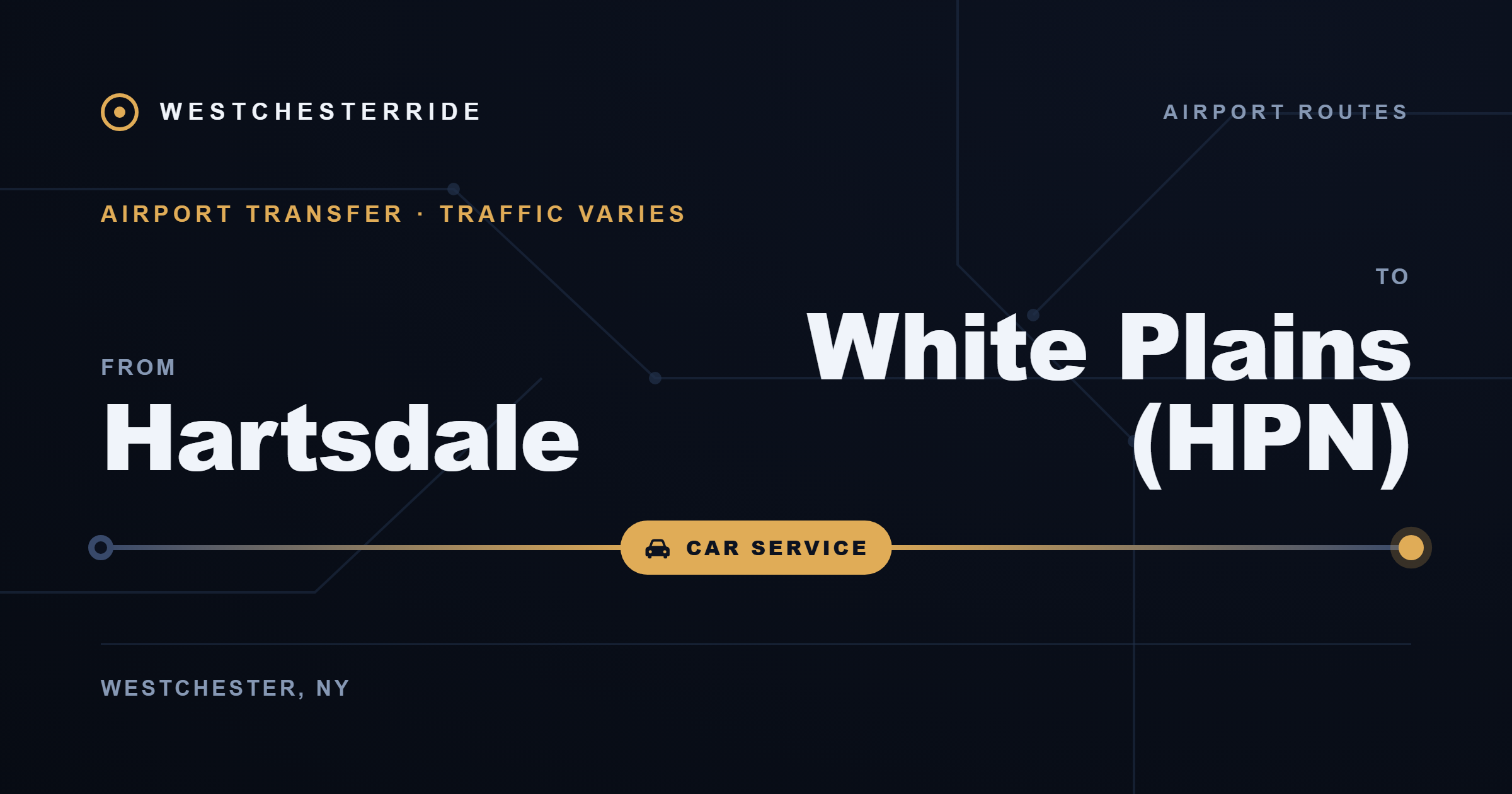 Route card: Hartsdale to White Plains (HPN) by car service