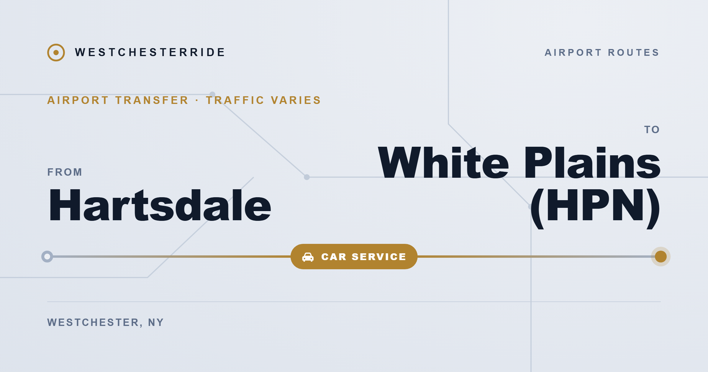 Route map: Hartsdale to White Plains (HPN) by car service