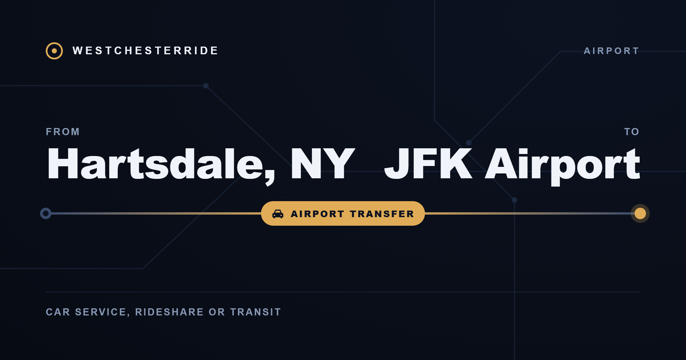 Route card: Hartsdale, NY to JFK Airport by car service, rideshare or transit