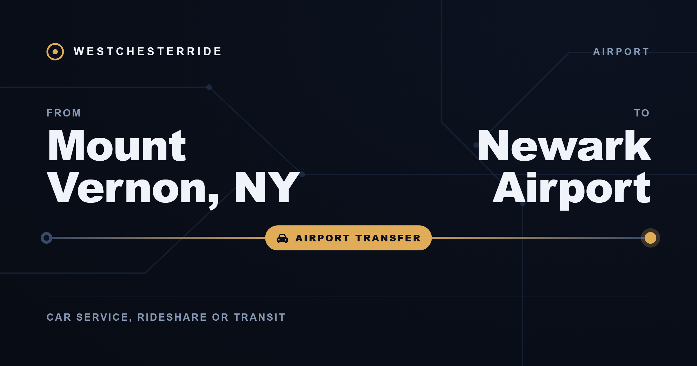 Route card: Mount Vernon, NY to Newark Airport by car service, rideshare or transit