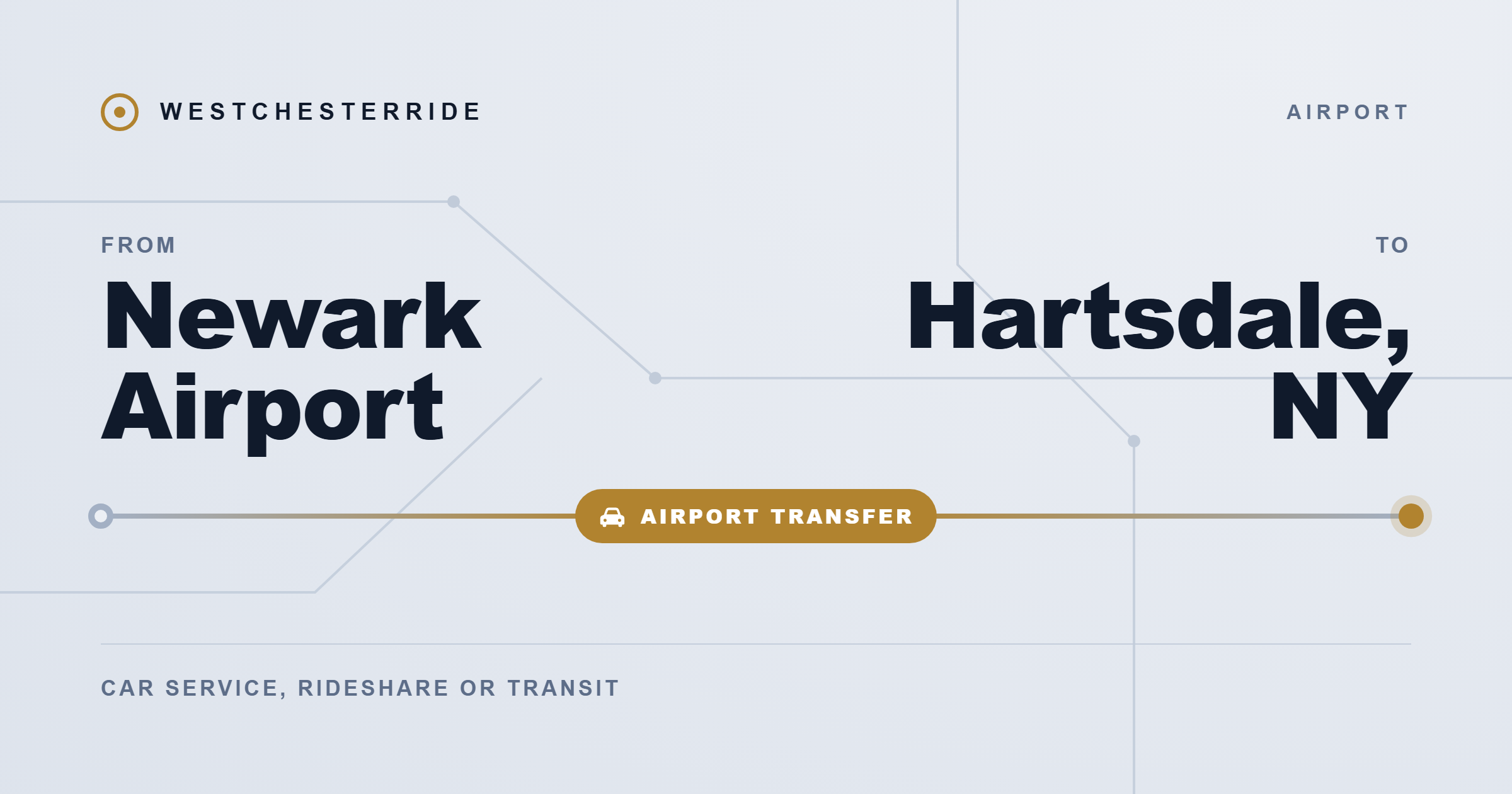 Route map: Newark Airport to Hartsdale, NY by car service, rideshare or transit