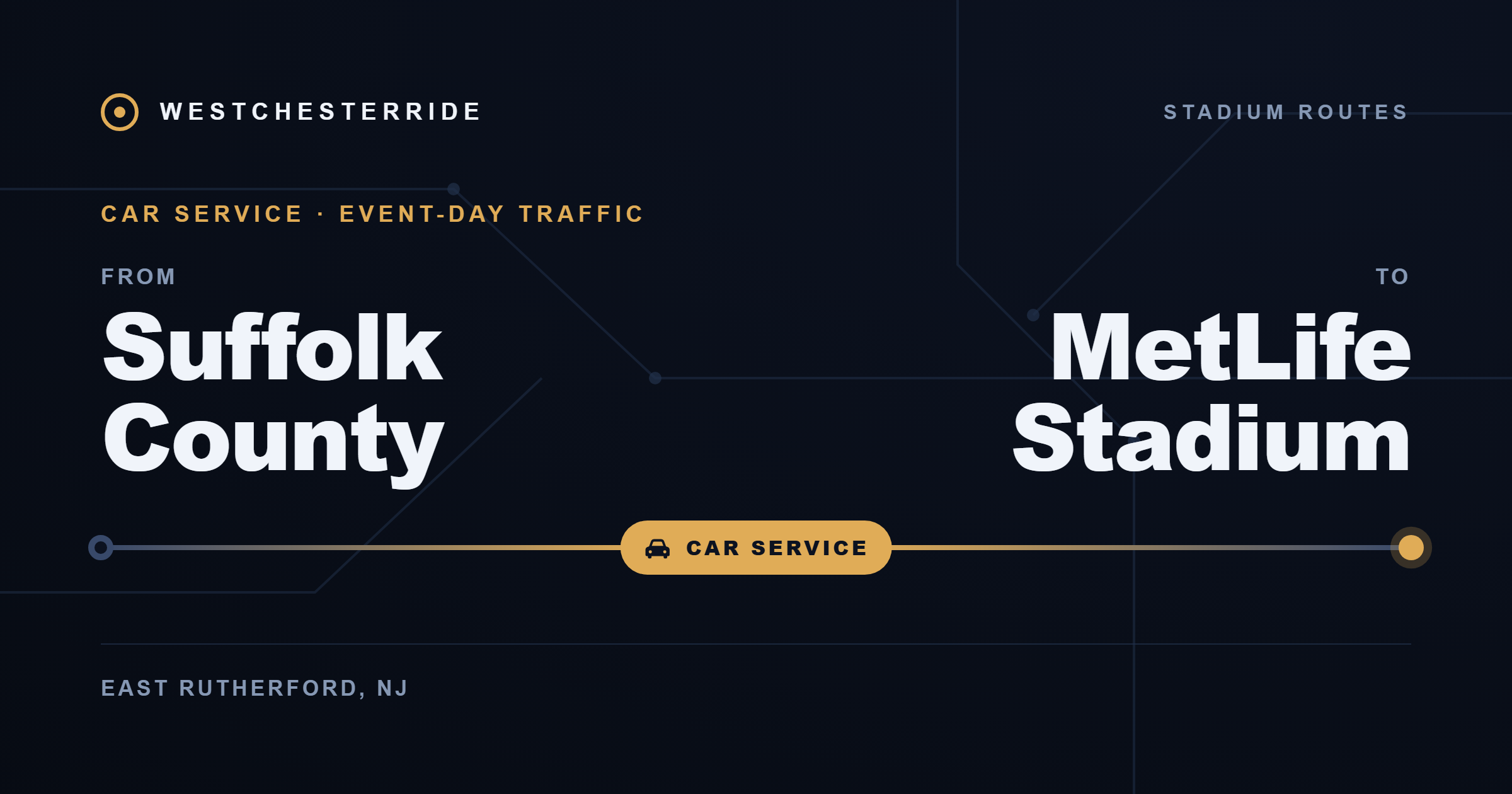 Route card: Suffolk County to MetLife Stadium by Car service