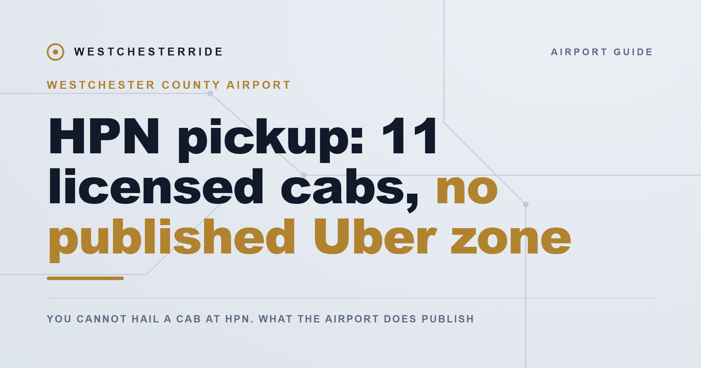 HPN pickup: 11 licensed cabs, no published Uber zone | WestchesterRide