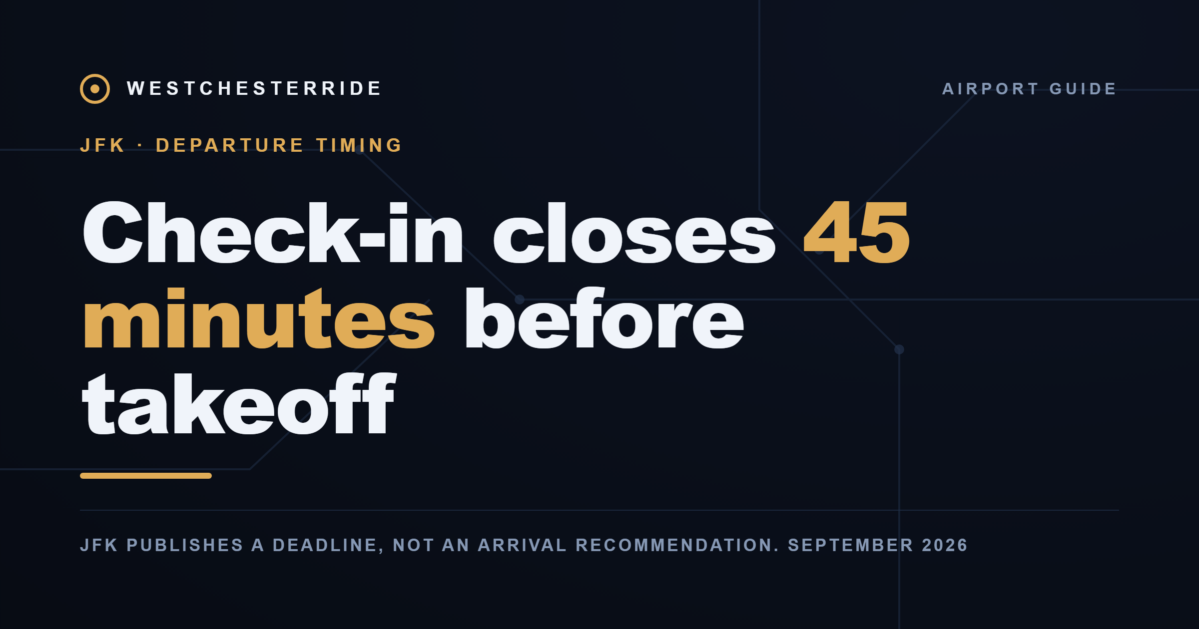 JFK departure timing: check-in windows and security wait limits published by the airport, September 2026 | WestchesterRide